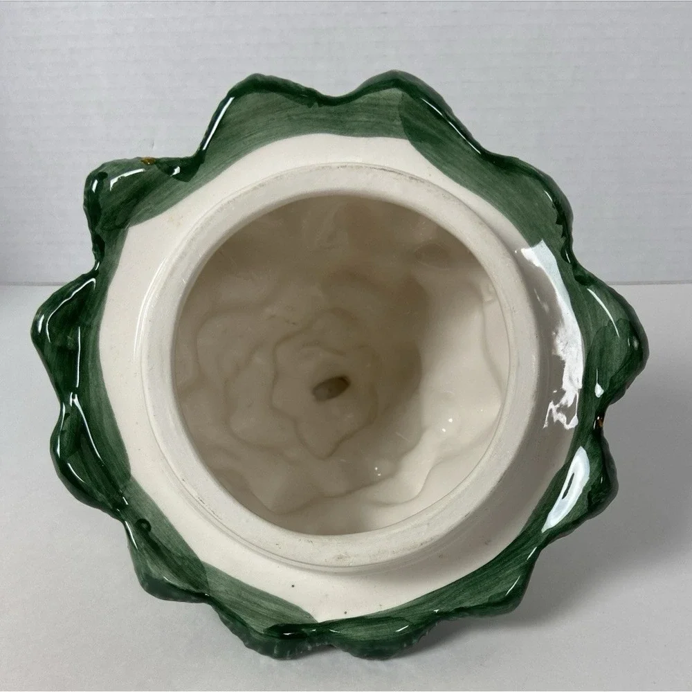 Vtg Earthenware Christmas Tree‎ Cookie Jar w/Lid Home Trends Ceramic Kitchen